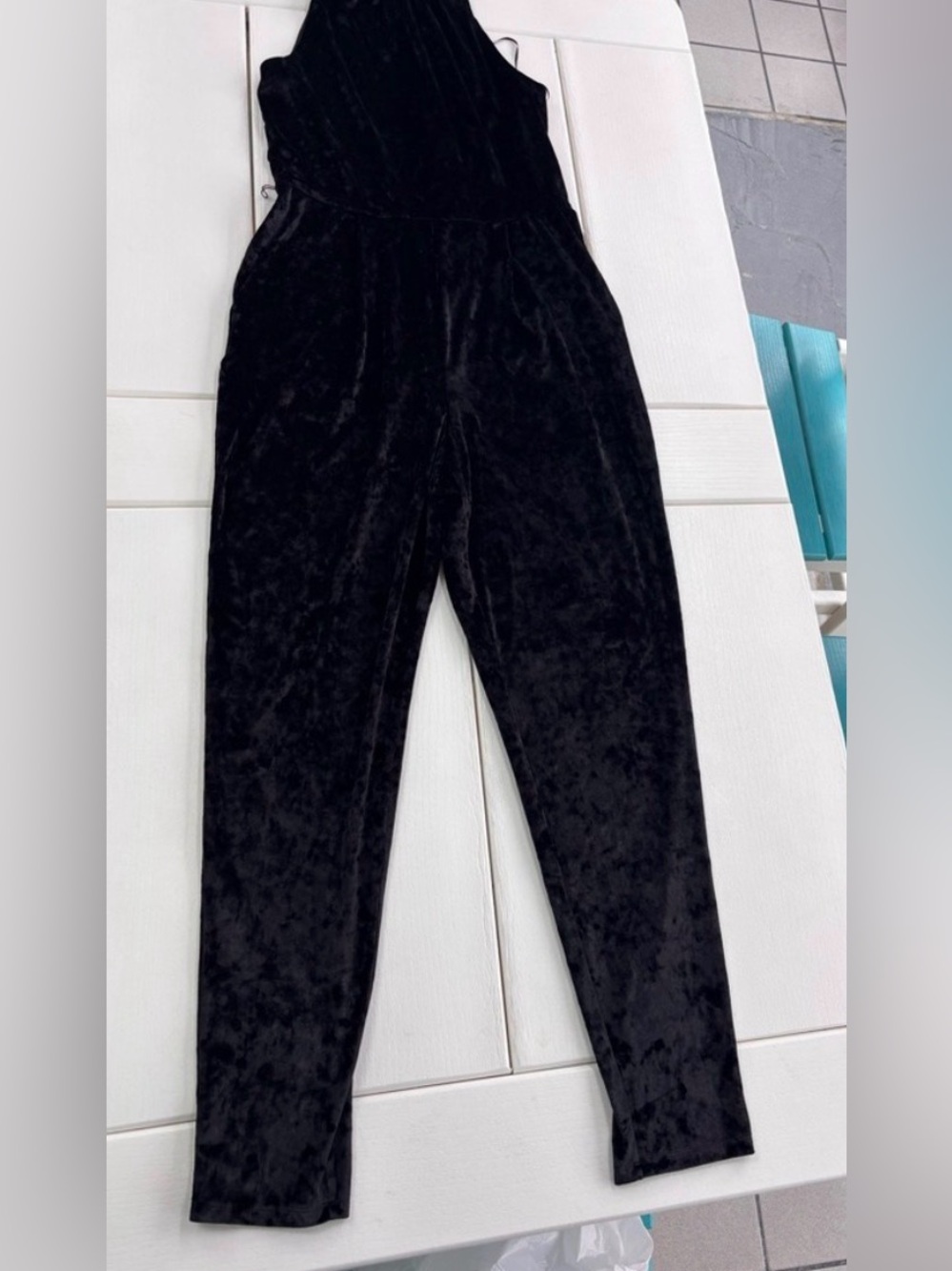 Michael Kors Black Velvet Halter Jumpsuit Medium